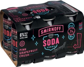 Smirnoff+Soda+Pink+Grapefruit+Crush+6%25+or+Smirnoff+Soda+Yuzu+Citrus+Burst+6%25+6+x+330mL+Cans