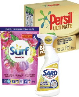 Persil+Laundry+Powder+1kg%2C+Surf+Laundry+Capsules+18s+or+Sard+Trigger+Cleaners+420%2F450ml