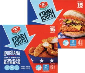 Tegel-Take-Outs-Free-Range-Louisiana-Style-Chicken-Burger-4-Pack-or-Chicken-Strips-6-Pack on sale