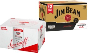 Smirnoff-Ice-Original-Zero-Sugar-5-or-Jim-Beam-Gold-7-Zero-12-x-250mL-Cans on sale
