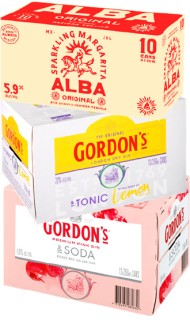 Alba+Range+5.9%25+10+x+250ml+Cans%2C+Gordon%26%23039%3Bs+Gin+%26amp%3B+Tonic+Slimline+7%25+or+Gordon%26%23039%3Bs+RTD+Range+4%25+12+x+250ml+Cans