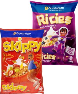 Sanitarium+Ricies+275g+or+Skippy+Cornflakes+300g