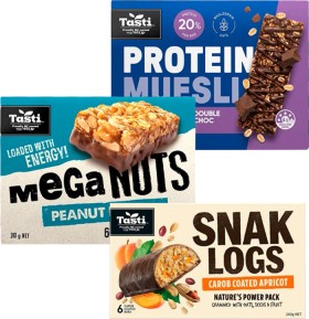 Tasti+Mega+Nut+Bars%2C+Snak+Log+or+Protein+Muesli+Bar+175-240g