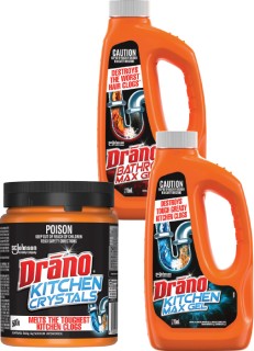 Drano+Drain+Cleaner+Gel+770ml+or+Kitchen+Crystals+500g