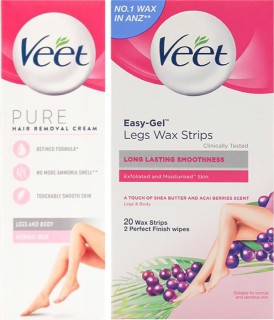 Veet-Pure-Hair-Removal-Cream-Legs-Body-for-Normal-Skin-100ml-or-Easy-Gelwax-Strips-Skin-150ml on sale
