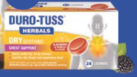 NEW+Duro-Tuss+Herbals+Dry+Soothing+Chest+Support+24+Lozenges
