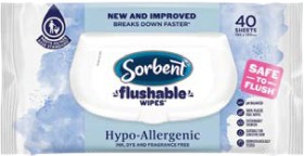 Sorbent+Hypo-Allergenic+Flushable+Wipes+40+Pack
