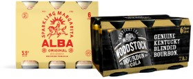 Alba-Range-59-6-x-250mL-Cans-or-Woodstock-Cola-7-6-x-330mL-Cans on sale