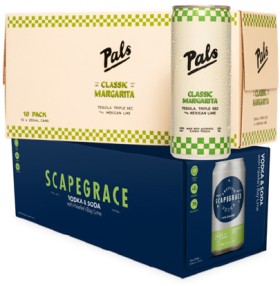 Pals-Margarita-Range-58-10-x-250mL-Cans-or-Scapegrace-RTD-Range-5-10-x-330mL-Cans on sale