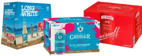 Long+White+Range+4.8%25+10+x+320mL+Bottles%2C+Cruiser+Range+or+Smirnoff+Ice+Original+5%25+12+x+250mL+Cans