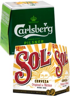 Carlsberg+Pilsner+or+Sol+Mexican+Lager+12+x+330mL+Bottles