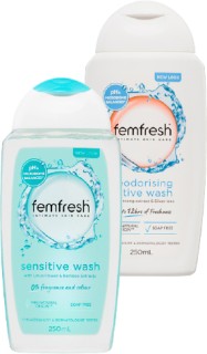 Femfresh-Sensitive-or-Deodorising-Wash-250ml on sale