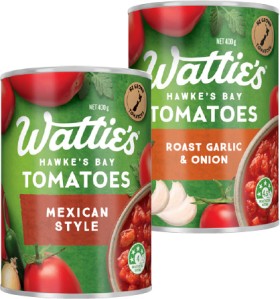 Watties-Flavoured-Tomatoes-400g on sale