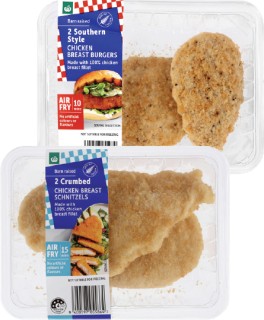 Woolworths-Crumbed-Chicken-Breast-Burgers-or-Schnitzels-2-Pack on sale