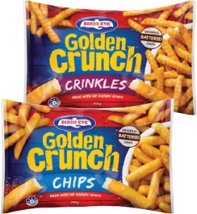 Birds-Eye-Golden-Crunch-Fries-or-Wedges-750g on sale