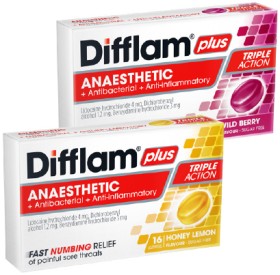 Difflam-Plus-Anaesthetic-Lozenge-16s on sale