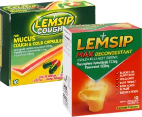 Lemsip-Max-Cold-Flu-Lemon-Sachet-10s-or-Lemsip-Max-Mucus-Cough-Caps-16s on sale