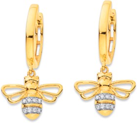 9ct-Diamond-Bee-Huggies on sale