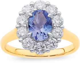 10ct-1ct-Lab-Grown-Diamond-Tanzanite-Oval-Ring on sale