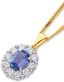 10ct-1ct-Lab-Grown-Diamond-Tanzanite-Oval-Pendant on sale