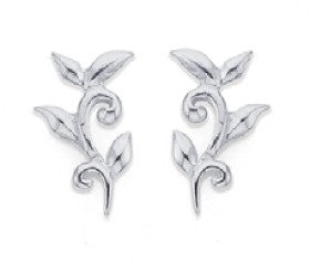 Sterling-Silver-Leaf-Stud-Earrings on sale