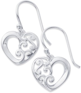 Sterling-Silver-Open-Heart-Koru-Drop-Earrings on sale