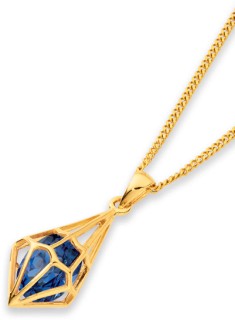 9ct-Created-Sapphire-Oval-Geo-T-Drop-Pendant on sale