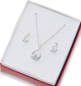 Sterling-Silver-Cubic-Zirconia-Infinity-Twist-Pendant-Earrings-Set on sale