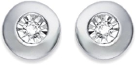 9ct+White+Gold+Diamond+Bezel+Stud+Earrings