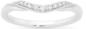 9ct+White+Gold+Diamond+Curved+Band