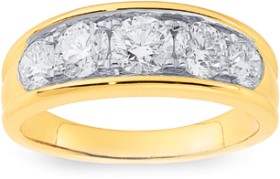 14ct+Element+Lab+Diamond+5+Stone+Band