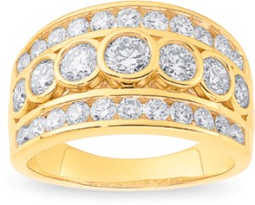 10ct+Element+Lab+Diamond+Diamond+3+Row+Ring