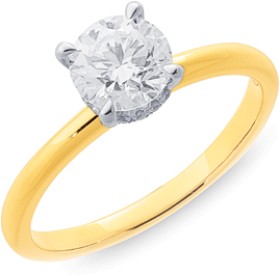 14ct+Element+Lab+Diamond+Round+Solitaire+Ring