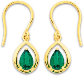 9ct-Created-Emerald-Hook-Earrings on sale