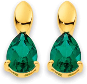 9ct+Created+Emerald+Pear+Cut+Stud+Earrings