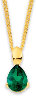 9ct-Created-Emerald-Pear-Cut-Pendant on sale