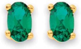 9ct+Created+Emerald+Stud+Earrings