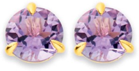 9ct+Amethyst+6.5mm+Studs