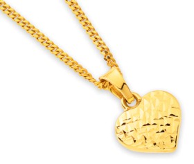 9ct-10mm-Double-Sided-Diamond-cut-Heart-Pendant on sale