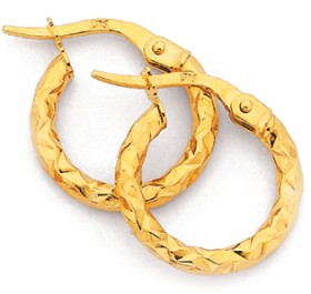 9ct+14mm+Hoop+Earrings