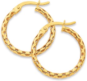9ct-2x15mm-Filigree-Hoop-Earrings on sale