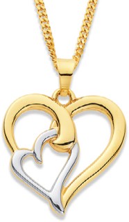 9ct-Two-Tone-Your-Heart-In-Mine-Heart-Pendant on sale