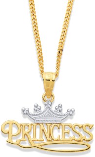 9ct-Two-Tone-Princess-Crown-Pendant on sale