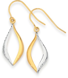 9ct-Two-Tone-Wave-Drop-Earrings on sale