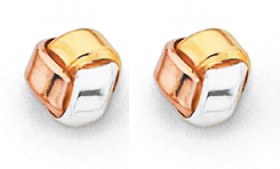 9ct+Tri+Tone+Knot+Studs
