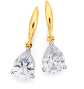 9ct-Cubic-Zirconia-Pear-Drop-Earrings on sale