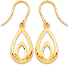 9ct-Double-Open-Teardrop-Hook-Earrings on sale