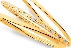 9ct+65mm+Two+Tone+Fancy+Bangle
