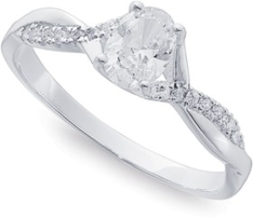 Sterling+Silver+Cubic+Zirconia+Solitaire+Twist+Ring