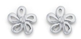 Sterling-Silver-Small-Flower-with-Cubic-Zirconia-In-Centre-Studs on sale